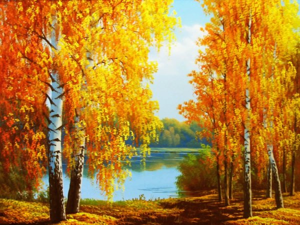Осенний пейзаж с березами
