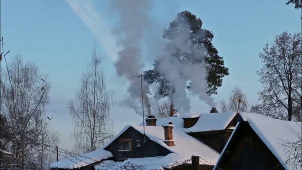 Зима дым из трубы