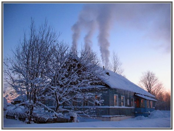 Морозная зима в деревне