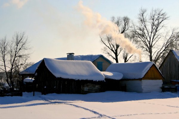 Баня в деревне зима