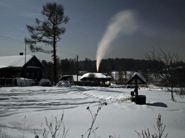 Дом с дымом из трубы