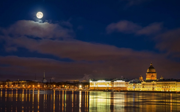 Санкт-Петербург Нива река ночью