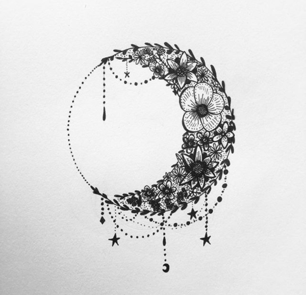 Полумесяц тату эскиз