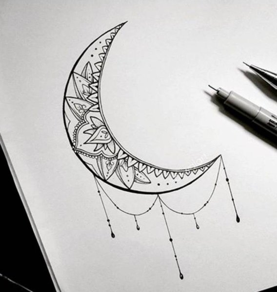 Полумесяц тату эскиз