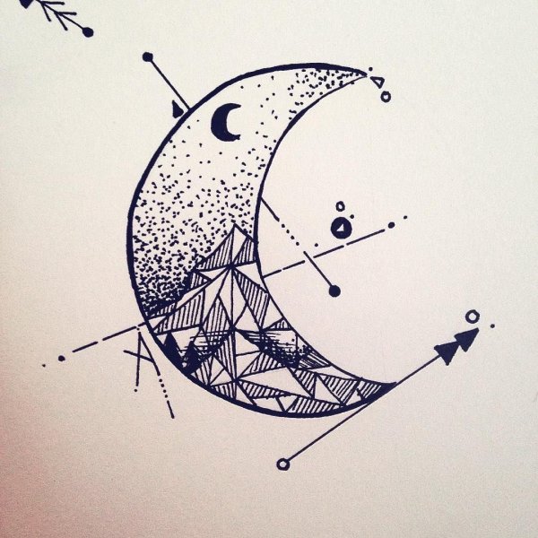 Тату Луна эскизы
