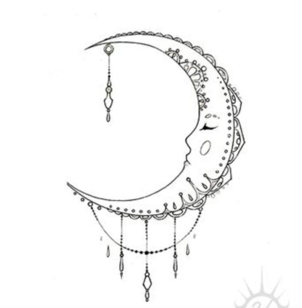 Полумесяц тату эскиз