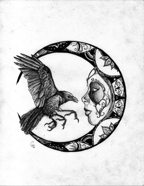 Тату с вороном эскизы