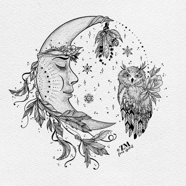 Тату Луна эскизы