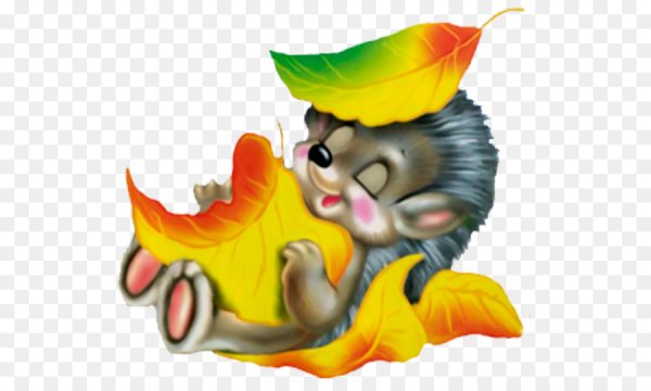 Ежик с осенними листьями для детей