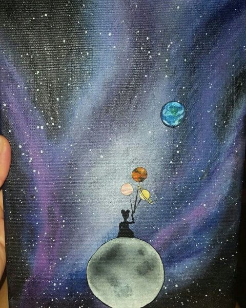 Космос планеты гуашью