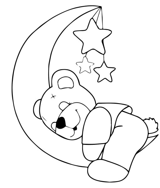 Мишка на Луне раскраска