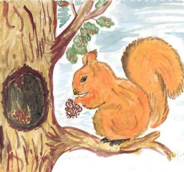 Белка рисование для детей