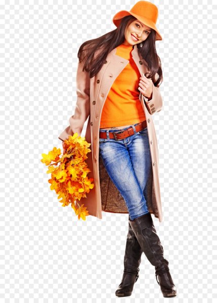 Осенние девушки на прозрачном фоне