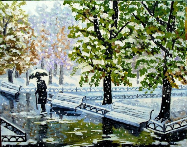 Выпал первый снег рисунок