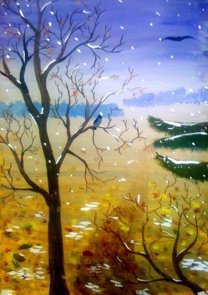 Рисование первый снег