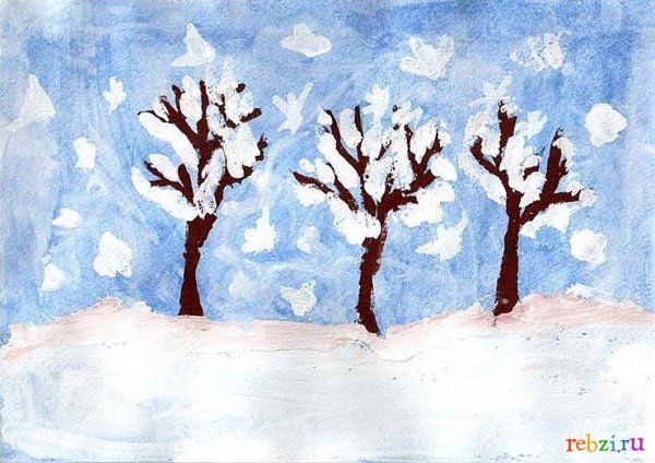 Рисование «деревья в инее» (т. с. Комарова, стр. 91)