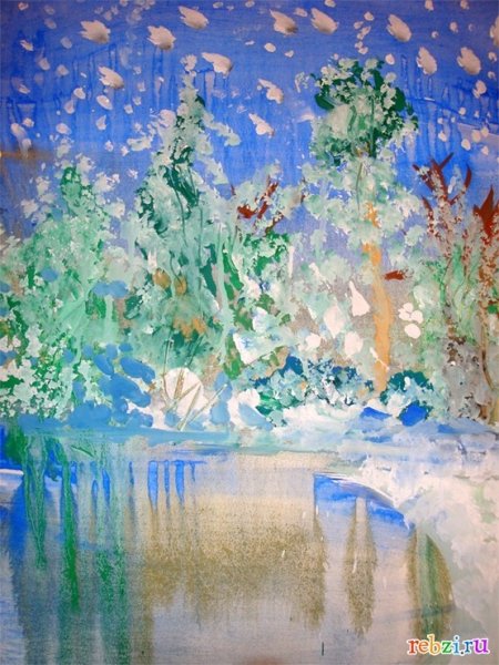 Рисование первый снег