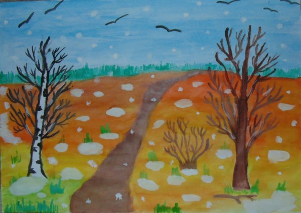 Рисование первый снег