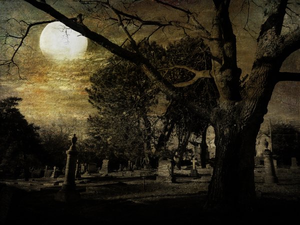 Ночь Луна кладбище