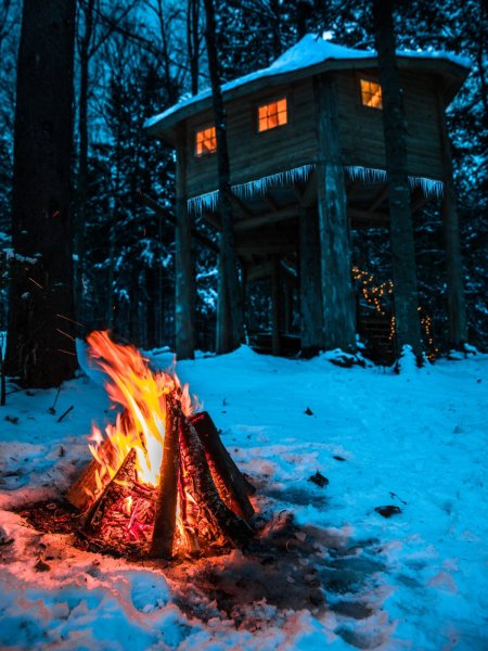 Костер зимой