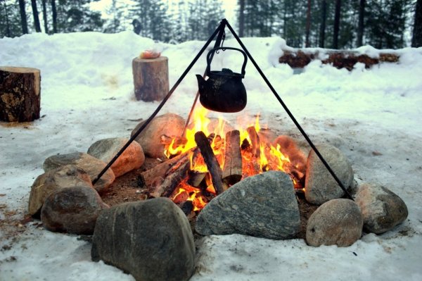 Зимний шашлык на природе