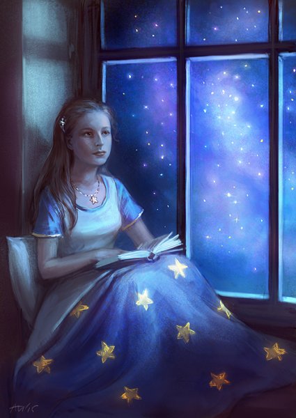 Девушка у окна арт