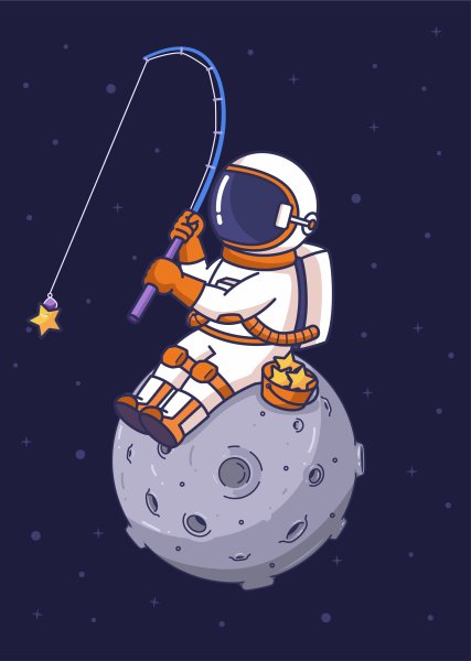 Мультяшный космонавт в космосе