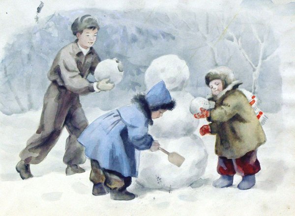 «Дети лепят снеговика», Чарльз Пайл