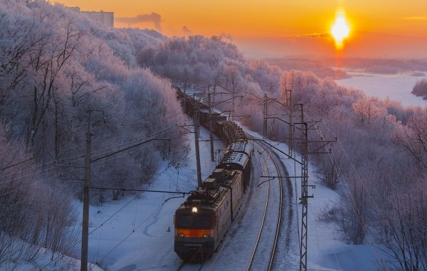 Транссибирская железная дорога зима