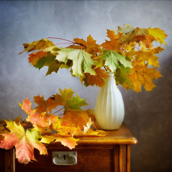 Ваза с осенними листьями