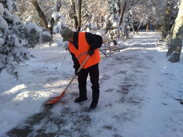 Дворник снег