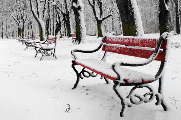 Скамейка в снегу