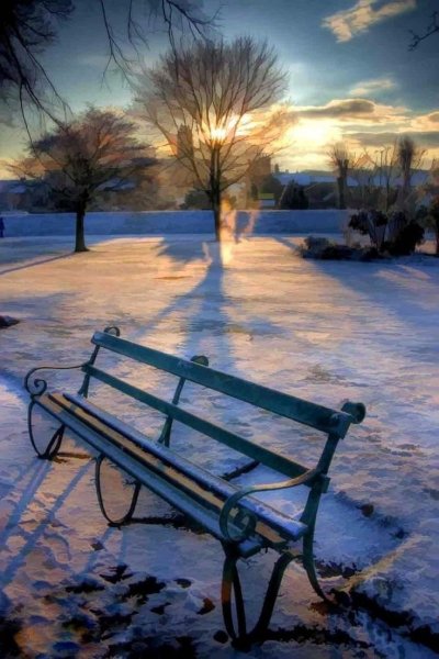 Зима скамейка