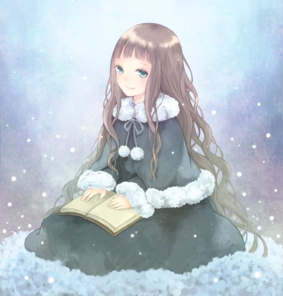 Аниме девушка зима