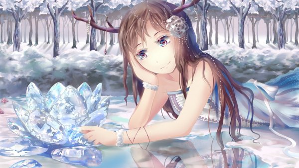 Аниме девушка зимой