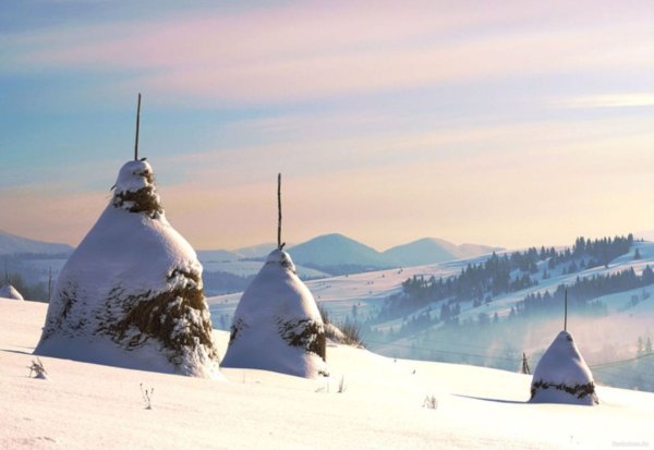 Стога зимой