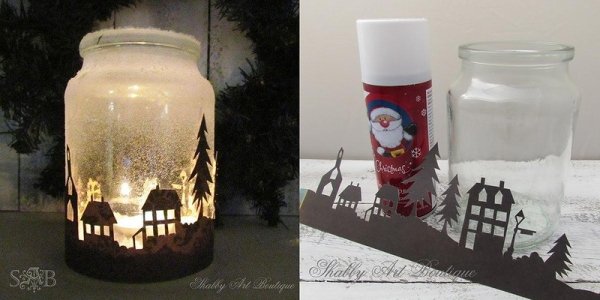 Новогодний подсвечник из бумаги и банки