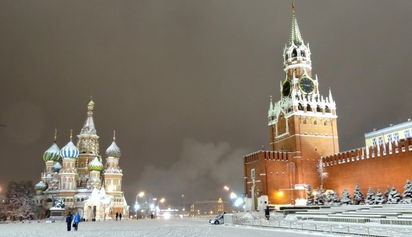 Территория Московского Кремля зимой