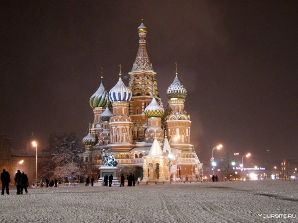 Собор Василия Блаженного зима ночь