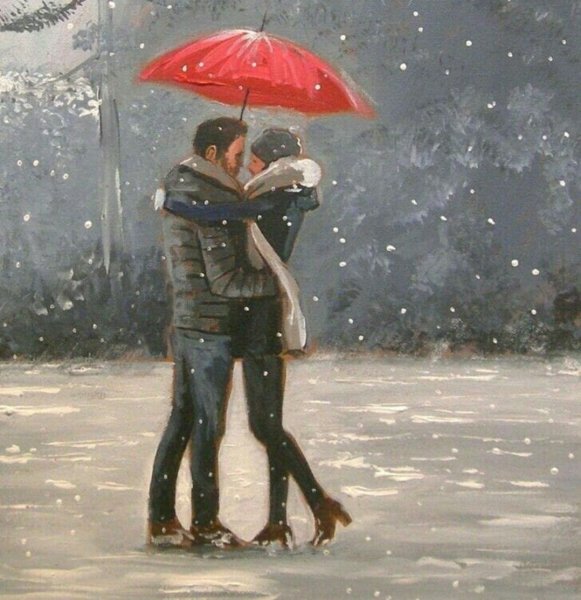 Зимняя живопись влюбленные пары
