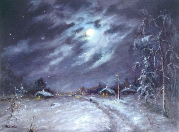 Елена Кацевал художник картины зима