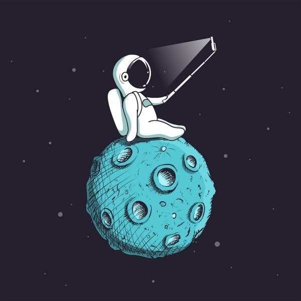 Космонавт сидит на Луне арт