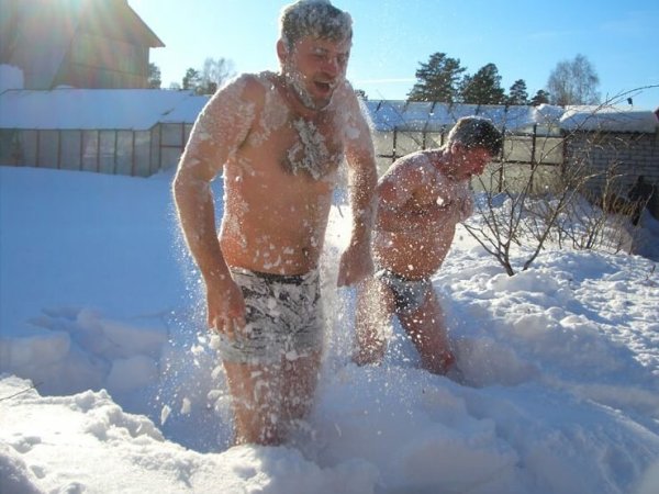 После бани в снег