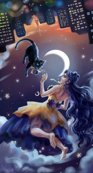 Кошка Сейлор Мун Луна арт