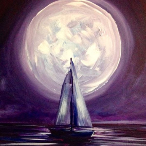 Ночной пейзаж гуашью