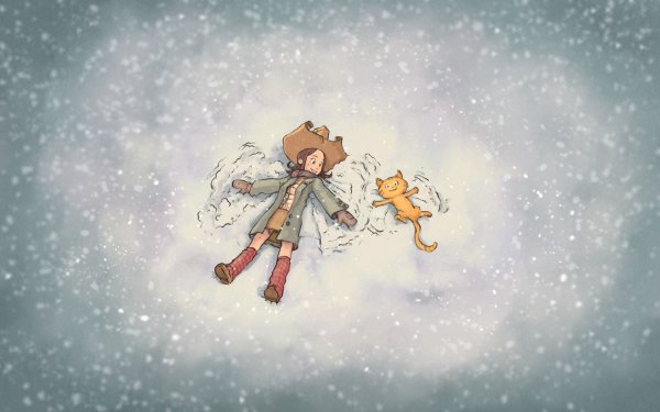 Мультяшная девочка в снегу