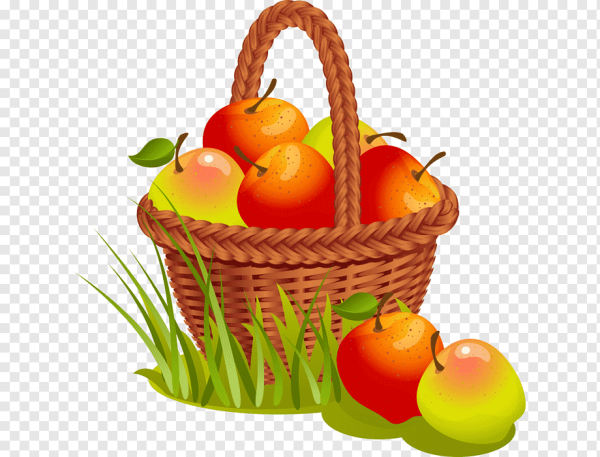 Корзины с яблоками мультяшные