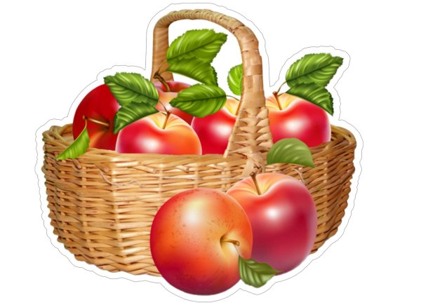 Мультяшная корзина с яблоками и грушами
