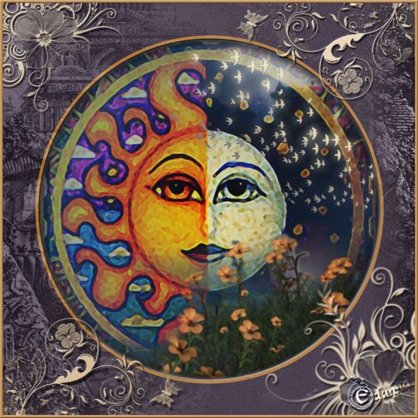 Картина солнце и Луна