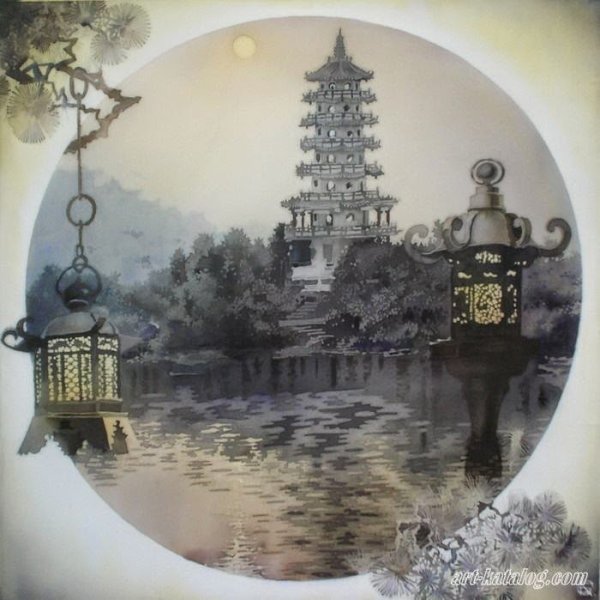 Китайская пейзаж в батике